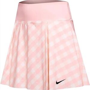 Nike Women's Spring Club Print Skirt in Soft Pink & White Gingham Size L